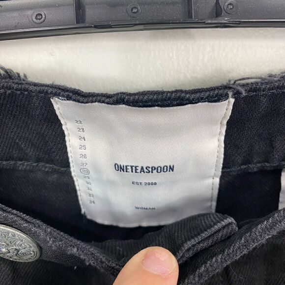 ONETEASPOON WORN BLACK CONCHO BANDITS HIGH WAIST DENIM SHORT 28/6 - Picture 7 of 10